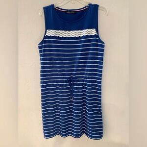 Tommy Hilfiger Royal and White Lace-Trim Tank Dress
